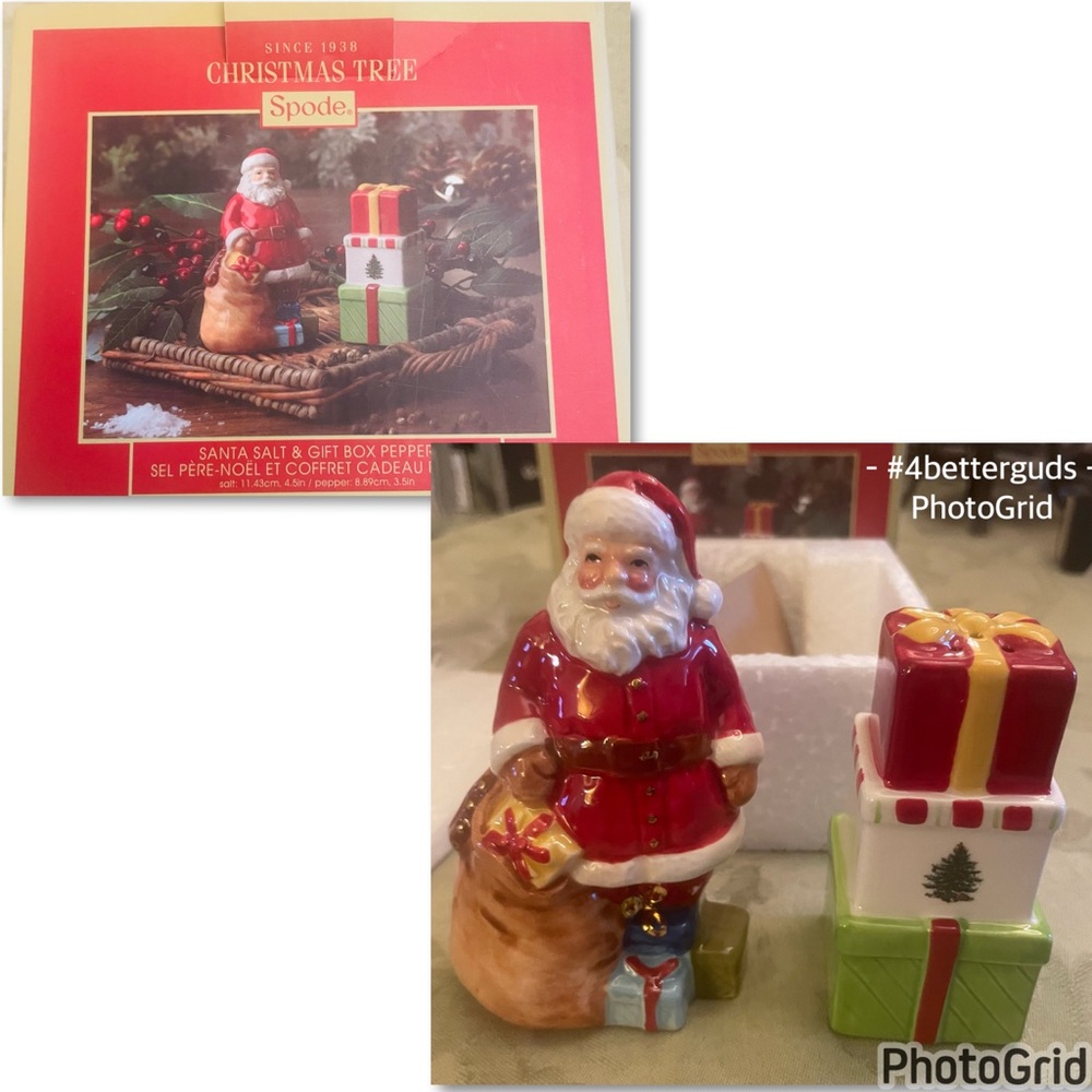 New Spode Christmas Tree Santa Claus Salt & Gift Boxes Presents Pepper Shakers - Picture 15 of 15